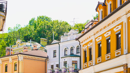 Cobblestone lane lined with centuries old buildings for lifestyle or real estate.の写真素材