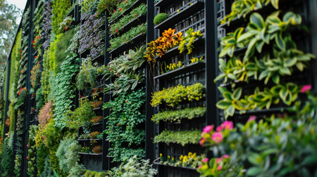 Stylish vertical plant garden wall for modern apartment life.の素材