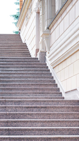 Vintage outdoor stairway with balustrade close up.