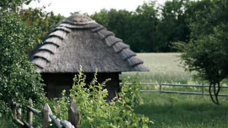Ukrainian ethnic village architecture preserved as cultural heritage.の写真素材