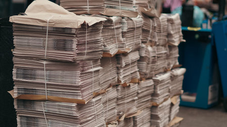 Street newspaper stacks in London show the rhythm of daily urban press