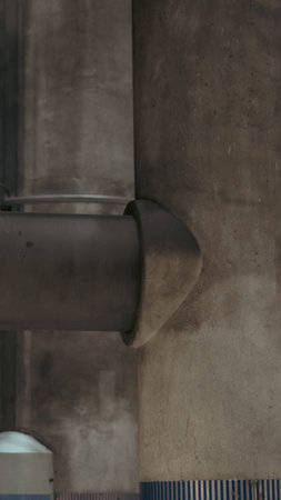 Steel pipes and metal frame under metro station escalator