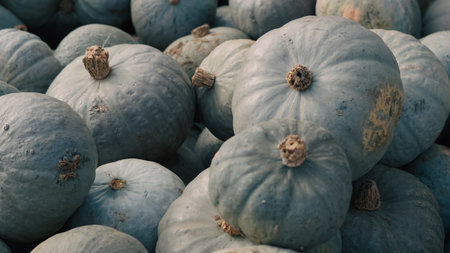 halloween farm with pumpkins decorations and autumn rustic atmosphere.の写真素材