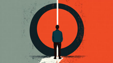 Minimal art symbolizing difference between biological and psychological ageの素材