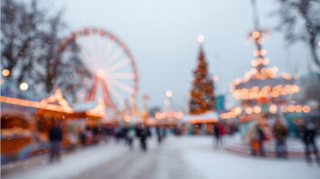 Soft blurred winter wonderland background with frosty snow and cold atmosphere.の素材