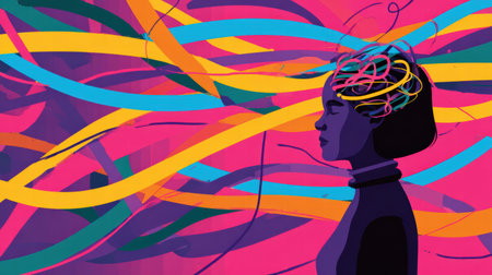 mental struggle with decision making and overanalyzing every choice daily.の素材