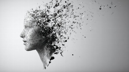 Creative metaphor of human mind at buffet overloaded with thoughts and emotions.の素材