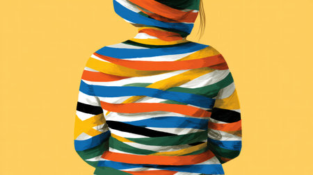 Emotion warping inward and stretching across abstract inner distortions and mental cracks.の素材