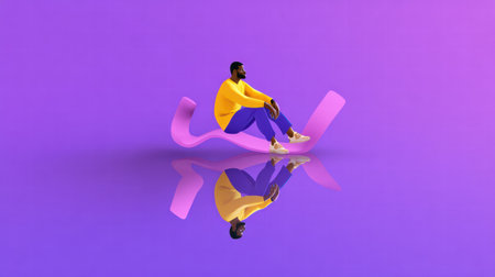 Distorted inner self fragmenting into abstract cracks and shifting emotional layers.の素材