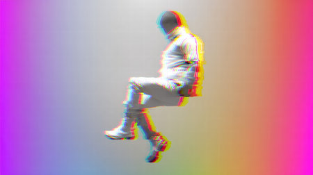 Emotional turbulence swirling within a distorted mental landscape of shifting forms..の素材