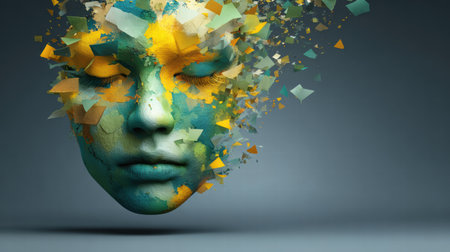 Cognitive rift opening inside the mind, exposing abstract distortions and emotional fractures.の素材