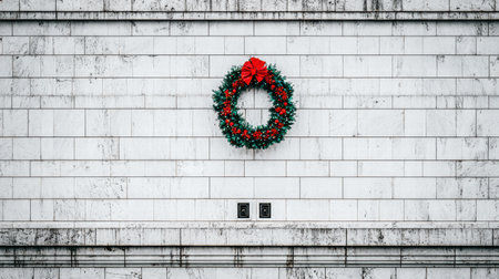 Cozy house exterior decorated with Christmas lights and seasonal ornaments.の素材