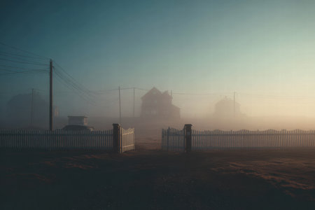 Soft blurred view of Ukrainian village with traditional huts and folk warmspirit..の素材