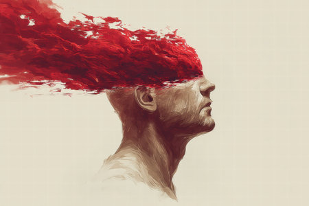 Broken emotional glitch aesthetic revealing disrupted thoughts and inner noise.の素材