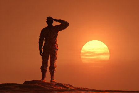 Conceptual patriotic imagery honoring veterans with symbols of bravery heritage and unity.の素材