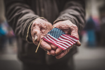 Concept image symbolizing gratitude and respect for veterans through patriotic themes.の素材