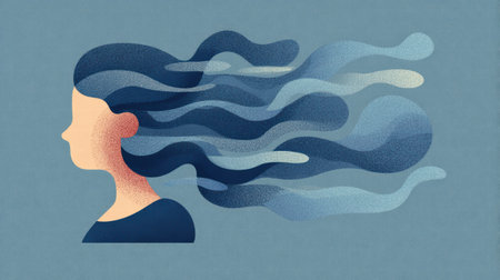 Abstract frozen anxiety concept showing emotional coldness and inner psychological tension..の素材