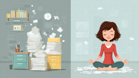 Symbolic view of switching from emotional strain to soothing mental quiet.の素材