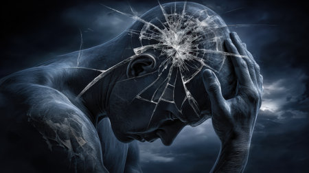 Concept art showing heightened emotional reactivity and unstable inner patterns.の素材