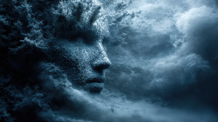 Concept art showing heightened emotional reactivity and unstable inner patterns.の素材