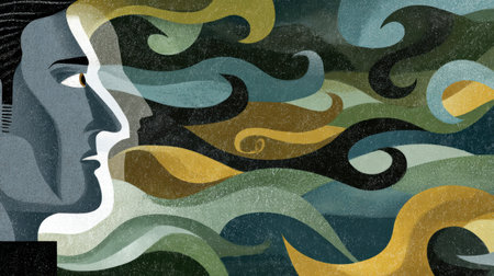 Abstract imagery expressing sensitivity peaks and irregular emotional fluctuations.の素材