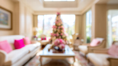 gentle festive glow spreads across a cozy living room creating soft warm holiday charm.の素材