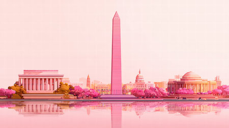 Patriotic scene symbolizing presidents day celebration and national unity.の素材