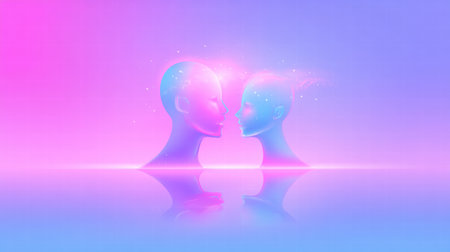 Symbolic inner dialogue concept revealing internal conflict and mental tensionの素材