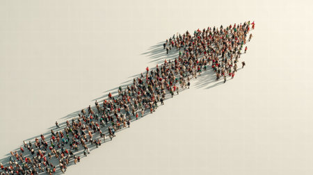 Symbolic view of demographic growth through population change and expansion.の素材