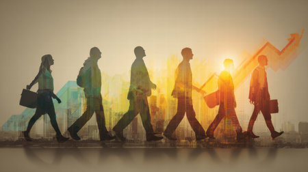 Conceptual demographic growth illustrated with modern social population visuals..の素材