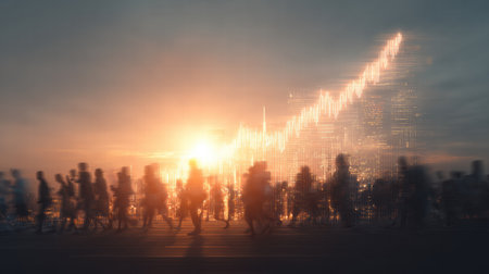 Conceptual demographic growth illustrated with modern social population visuals..の素材