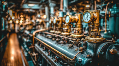 Industrial ship engine concept showing detailed mechanical layout and power flow.の素材