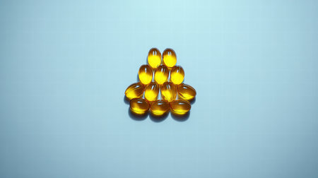 Omega 3 concept highlighting anti-inflammatory action and cellular regulation.の素材