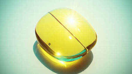 Omega 3 concept highlighting anti-inflammatory action and cellular regulation.の素材