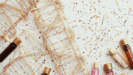 Epigenetics concept illustrating environmental exposure shaping genetic outcomes,の素材