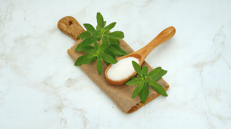 Stevia concept focused on metabolic support and healthy lifestyle benefits..の素材