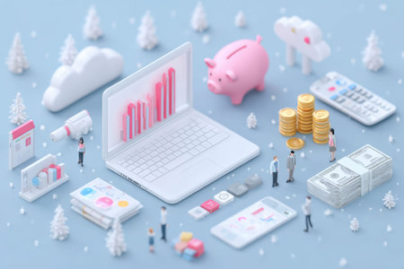 Automated passive income concept using technology and digital tools.の素材