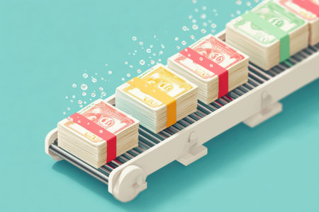 Mindset focused passive income concept emphasizing financial thinking..の素材