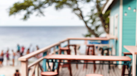 Luxury beach bar background representing premium seaside leisure.の素材