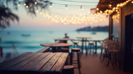 Blurred beach bar background for summer advertising.の素材