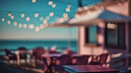 Resort beach bar background with soft focus.の素材