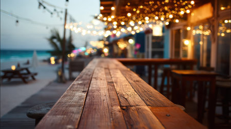 Beachfront bar background illustrating coastal leisure lifestyle.の素材
