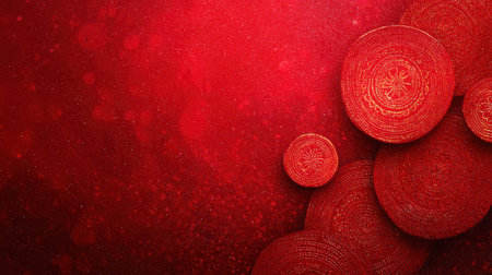 Red minimalistic background with focus on traditional Chinese New Year design.の素材