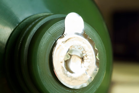 The cream tube is sealed with protective foil.の写真素材