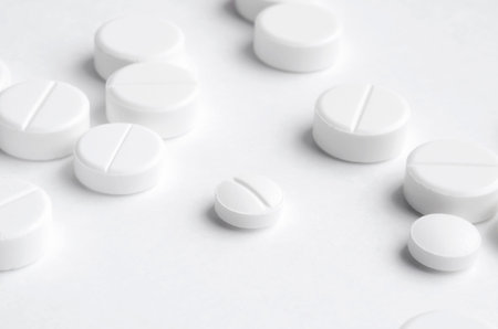 The sleeping pills are on the table. Close-up