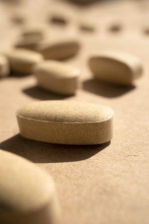 Close-up pills lying on the table