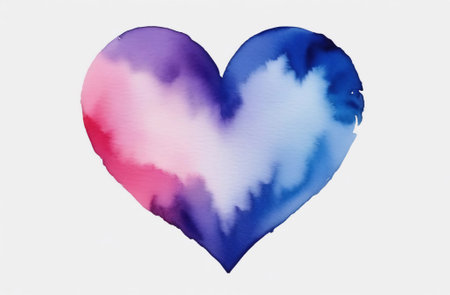 Watercolor heart on a white background, Card for Valentine's Day, Birthday, holiday. Generative AIの素材