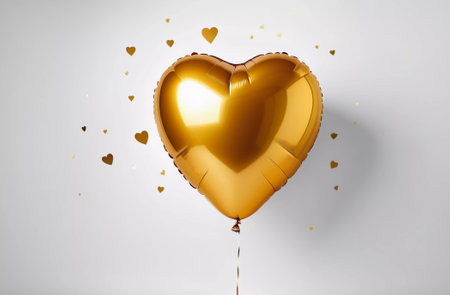 golden balloon on white background close up. Generating By AI Technologyの素材