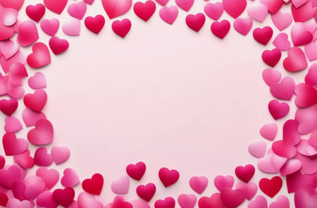 Background with bright voluminous hearts. Suitable for Valentine's Day and Mother's Day. Background for your design with copy space. Generating By AI Technologyの素材