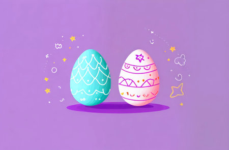 Easter card in pastel gentle colors. Generative AIの素材